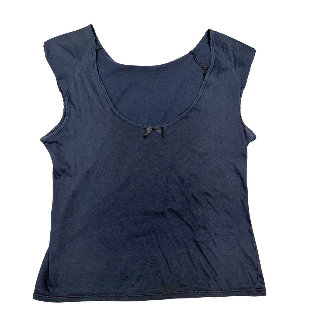 Vintage Hanna Tank Top Black Bow Coquette Balletcore 90s Minimalist Cotton Lrge